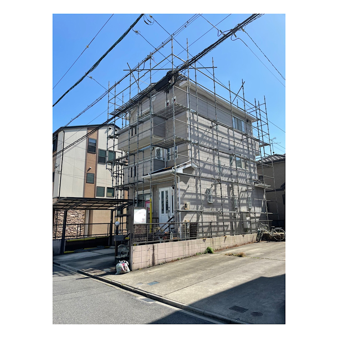知立市　３階建て戸建て足場工事 画像