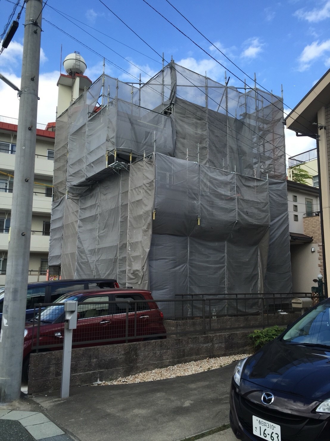 戸建住宅　外壁塗装　足場工事 画像
