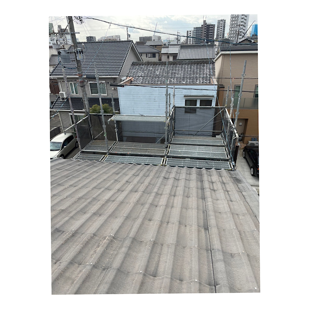屋根工事用足場　瓦伏せ替え工事 アイキャッチ画像