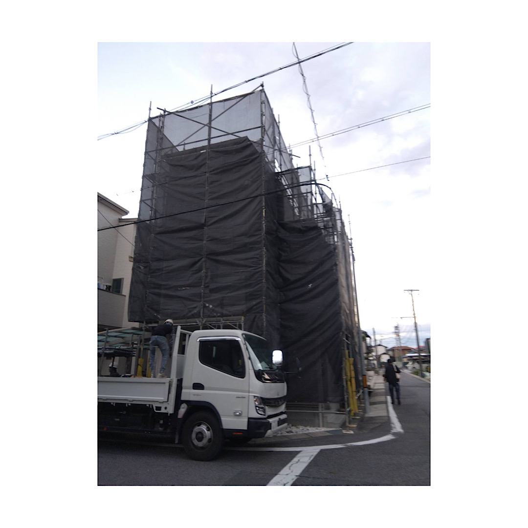 民家足場組み立て工事 屋根工事 画像