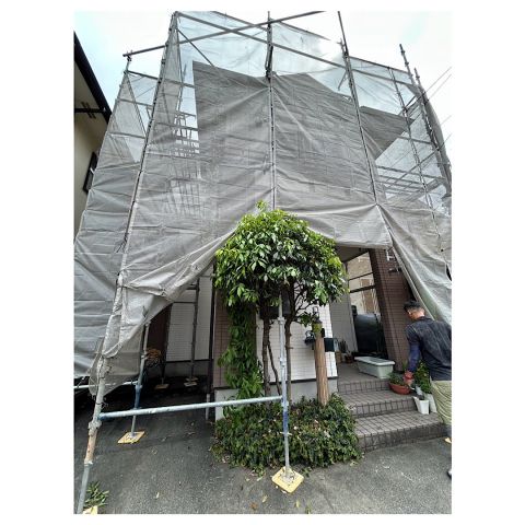 関市　戸建て足場工事