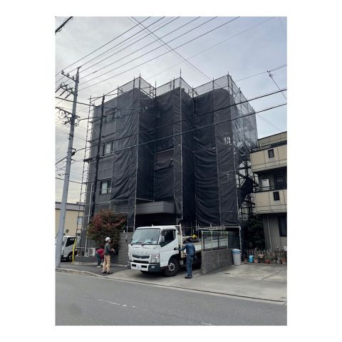 戸建て足場工事　住宅外壁リフォーム工事