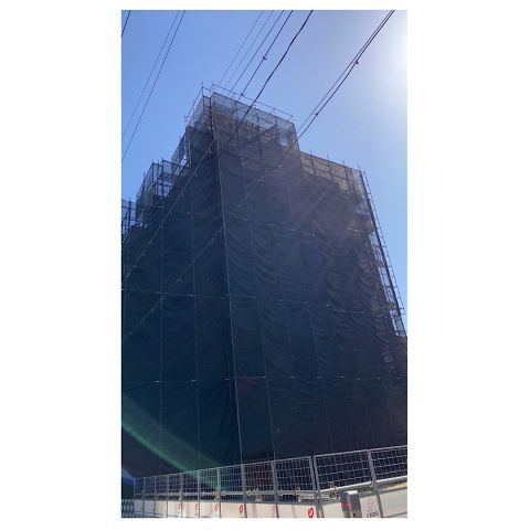 マンション足場工事　大型マンションリフォーム工事