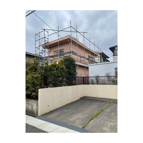 住宅の足場組み立て工事　戸建て外壁塗装工事シーリング工事