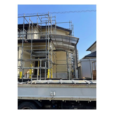 住宅足場組み立て工事　屋根工事　瓦伏せ替え工事