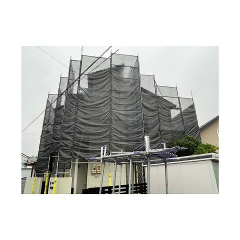 住宅足場工事　外壁塗装工事　シーリング工事