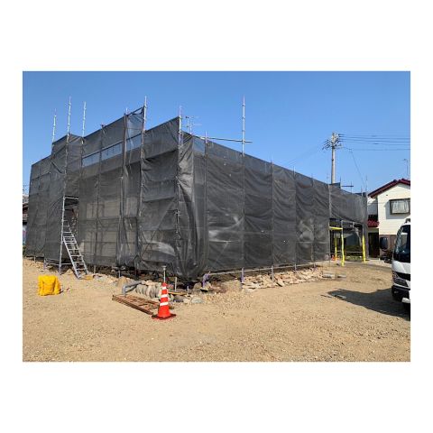 新築足場組み立て工事　先行足場　仮設足場