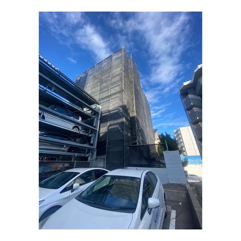 マンション足場組み立て工事　壁繋ぎ
