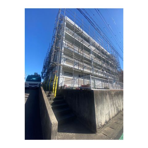 西尾市　マンション足場組み立て工事　仮設工事