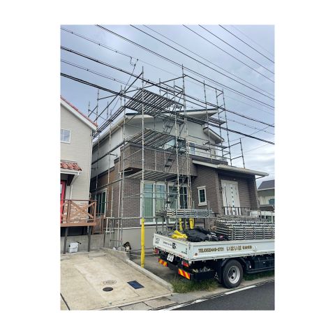 住宅足場組み立て工事　ソーラーパネル取り付け工事