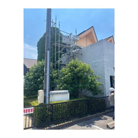 民家部分足場組み立て工事